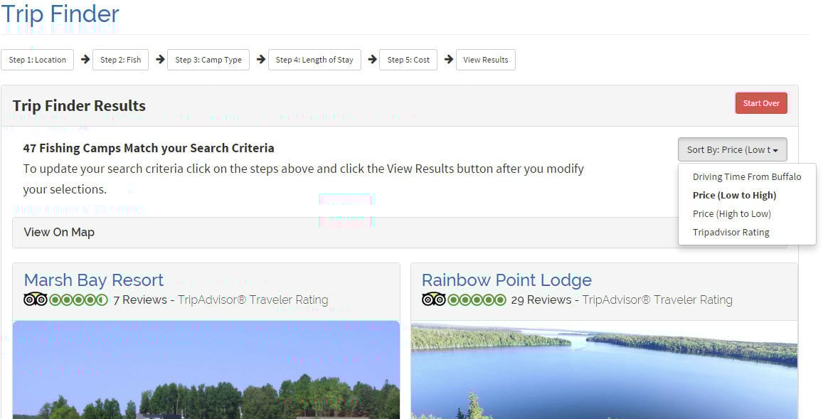 Canadian Fishing Trip Finder Results